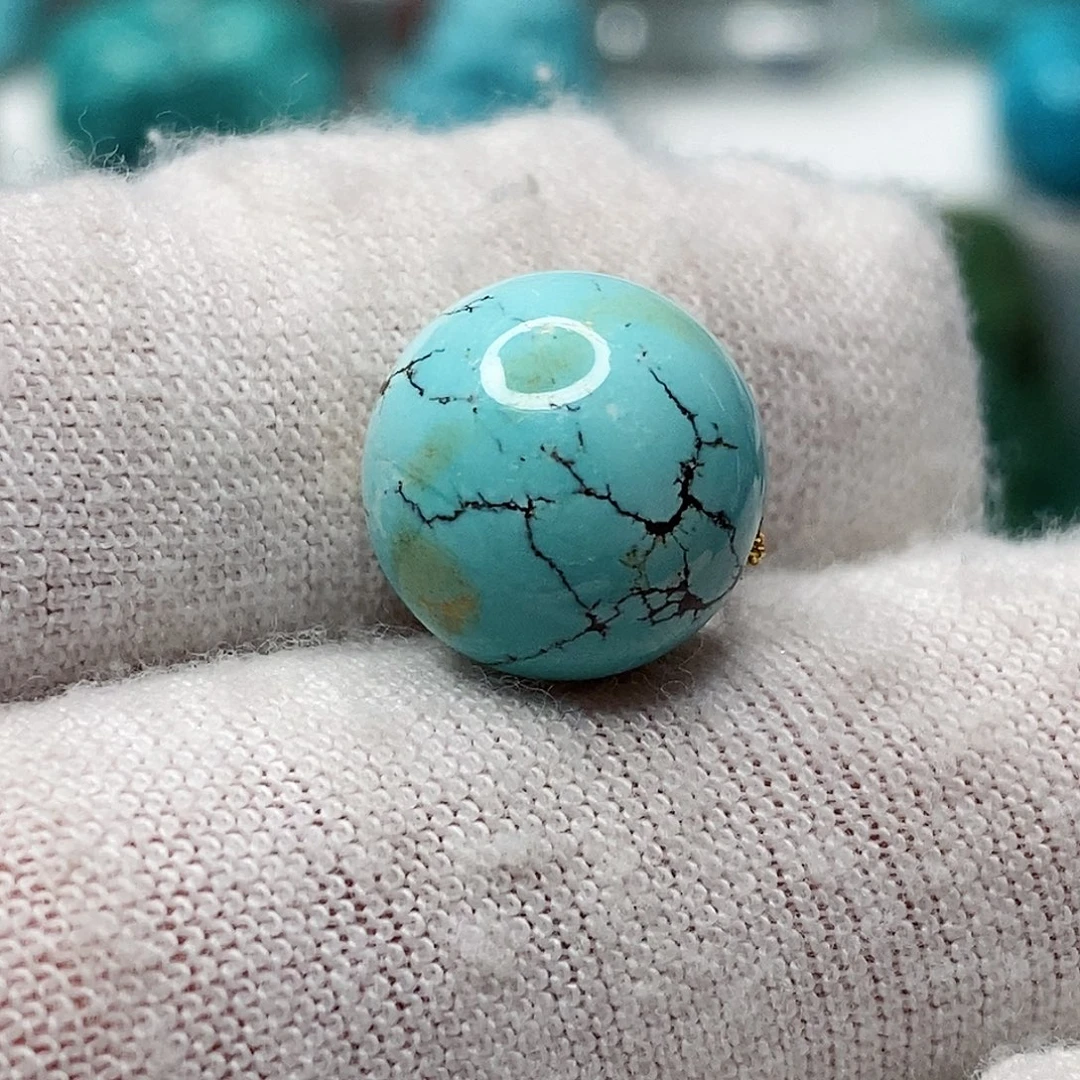 绿松石未镶嵌天然原矿 地大质检12.2mm