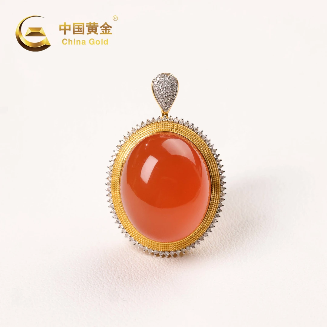 【中国黄金】琬兰 | 南红*吊坠*18k金镶嵌-D9321-Y
