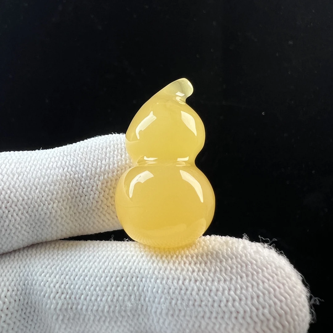 Y3535天然原矿蜜蜡鸡油黄葫芦16x30mm抖音基地质检发货