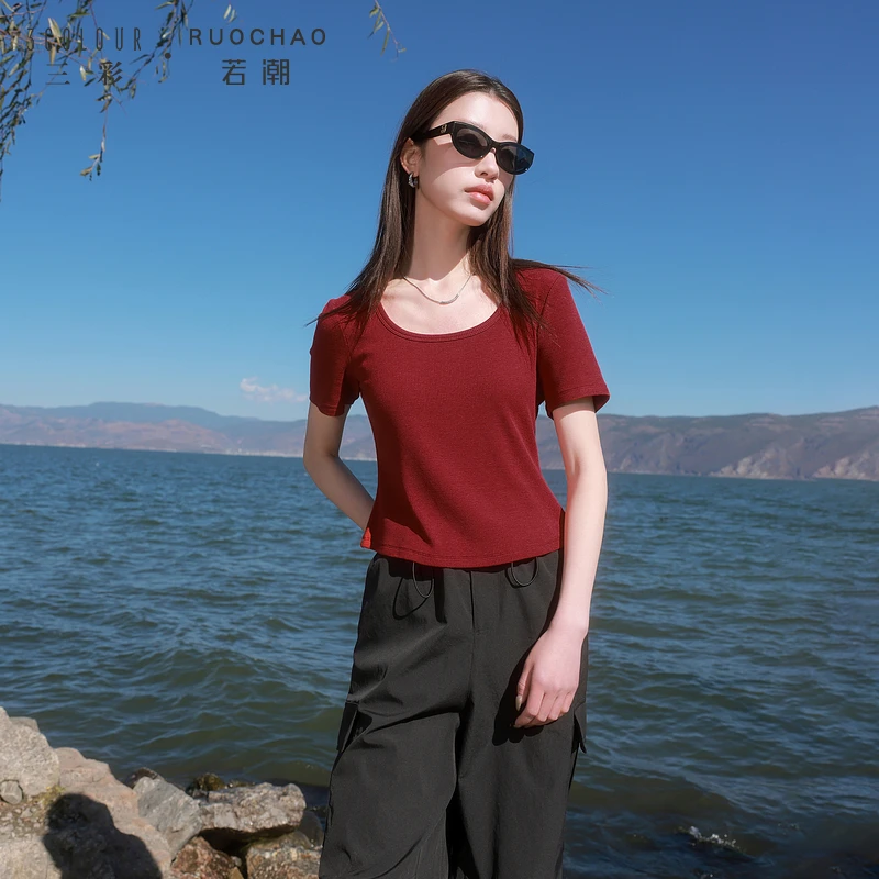 【小北专属】大码女装2025夏季新款纯色圆领T恤短袖套头修身dbx