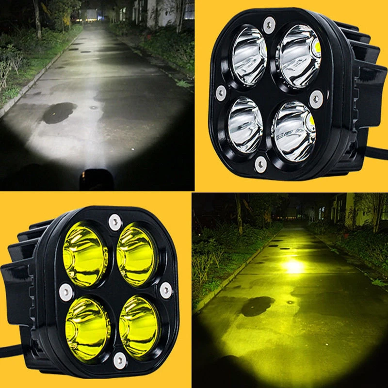 乐翔 新款强光摩托车前照灯防水LED电动车四叶草改装越野射灯