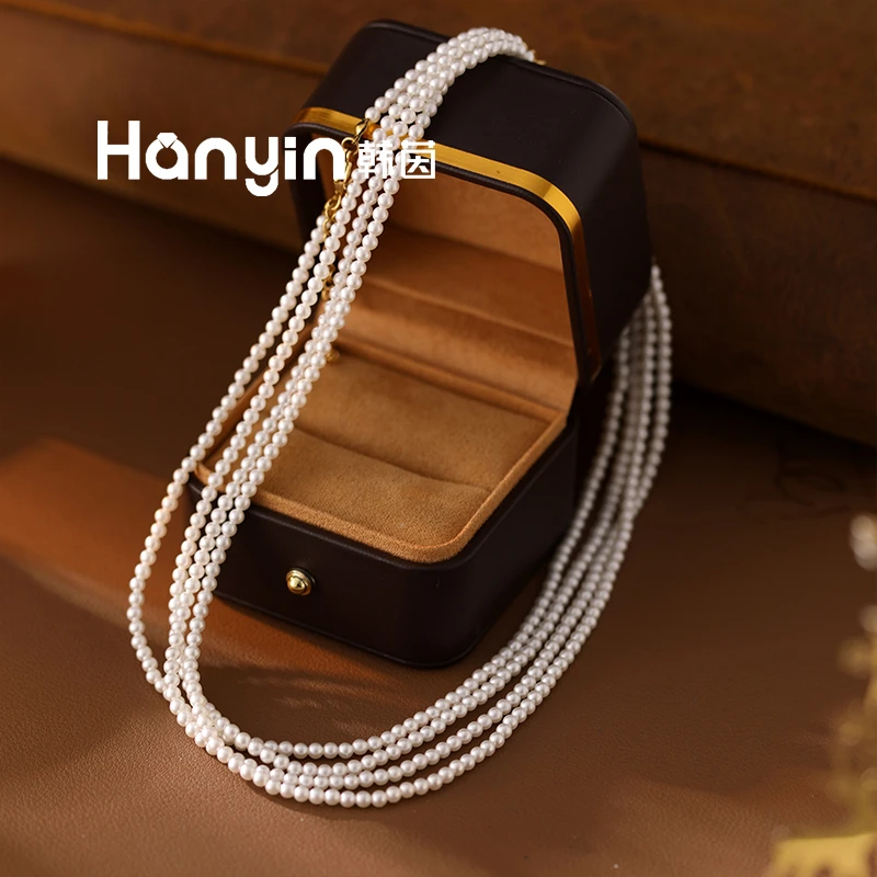 钛钢仿珍珠项链 3mm磨砂珠时尚气质百搭不掉色原创纯手工项链