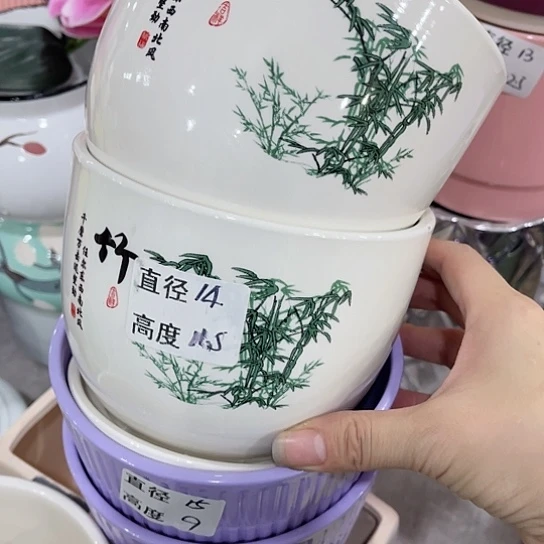 多肉绿植陶瓷花盆9.9包邮，有孔