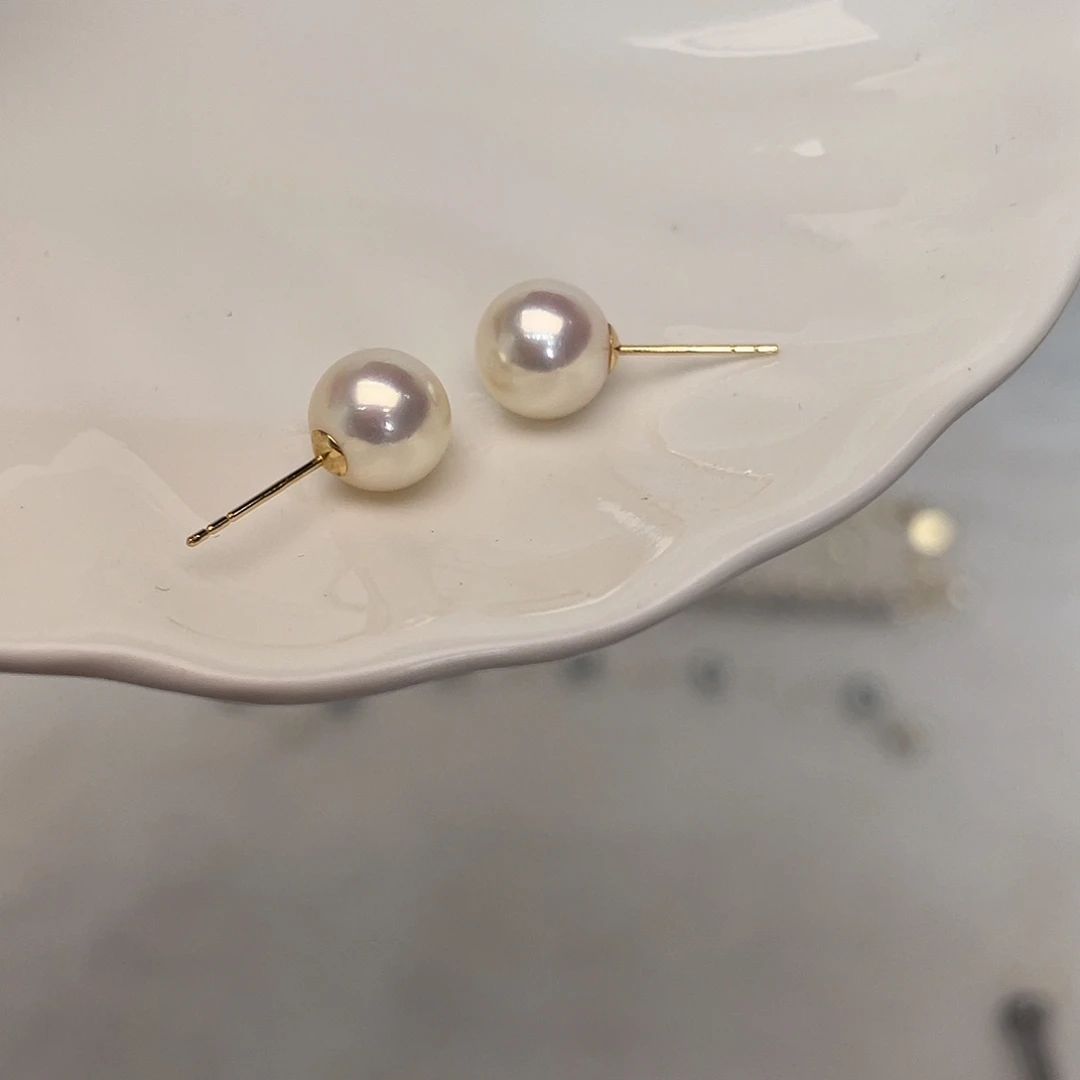 耳饰海水珍珠18K金镶嵌