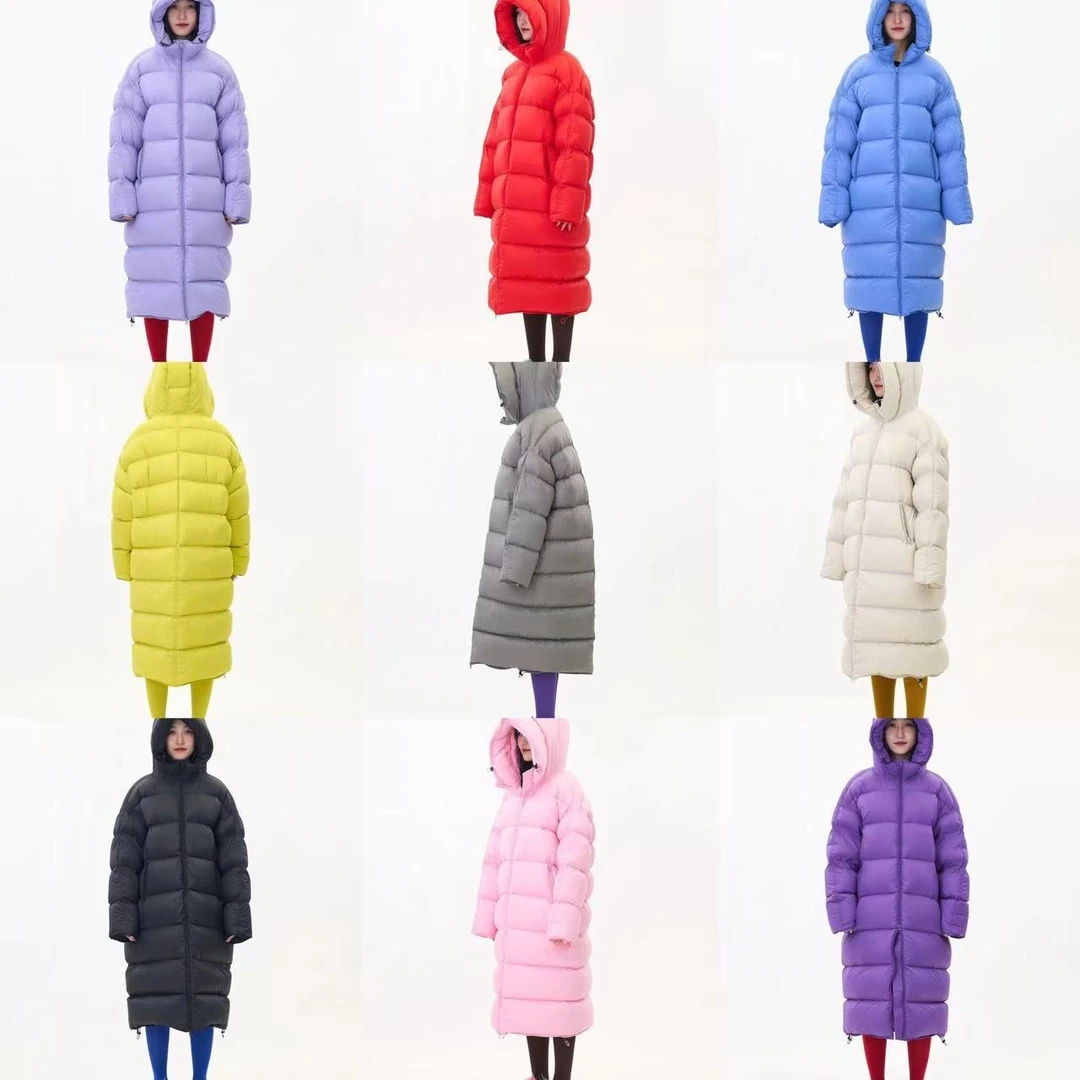 东东周中长款连帽时尚立领无胆鹅绒服D0059