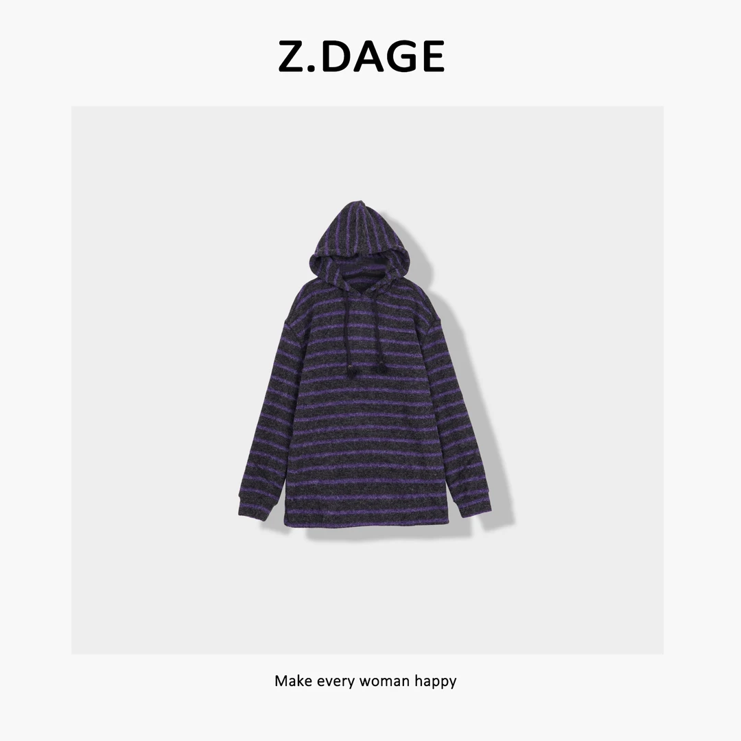 z.dage-‘晚星’时尚毛衣休闲新款2024保暖冬季条纹毛衣-73260