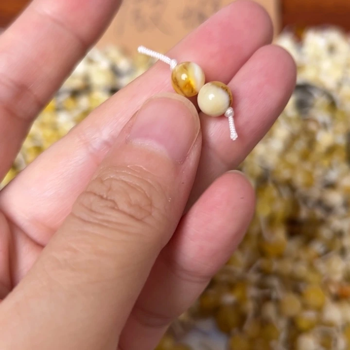 蜜蜡未镶嵌裸石6.9mm一组