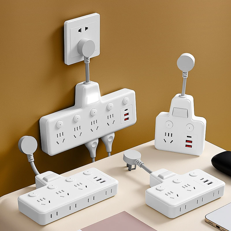 公牛适用插座转换器带开关小夜灯一转三无线扩展多孔大功率usb