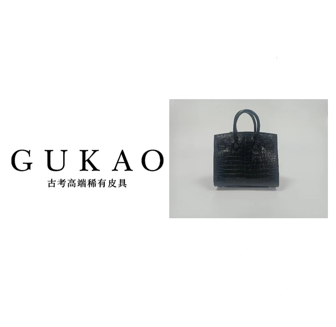 GUKAO手工高定2025新款女士真皮鳄鱼皮牛皮手提斜跨包3031B-5