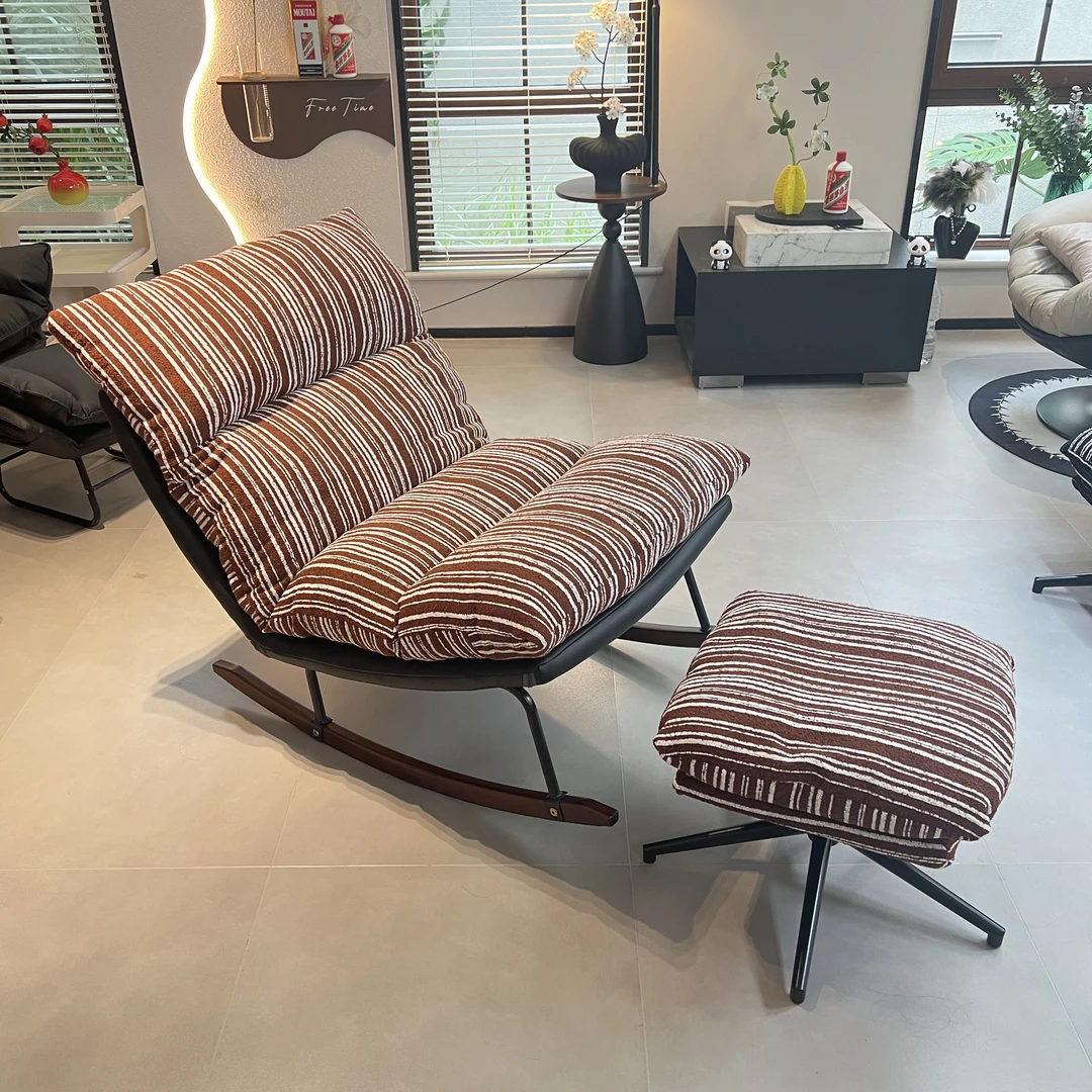 设计师款现代轻奢单人摇椅可旋转客厅阳台懒人沙发外贸面料