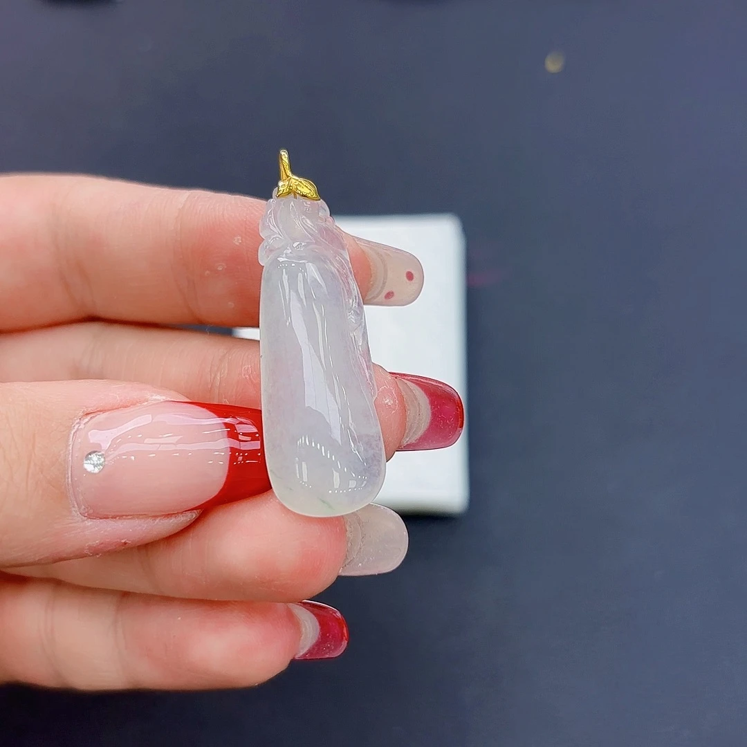 翡翠颈饰18K金镶嵌福瓜吊坠