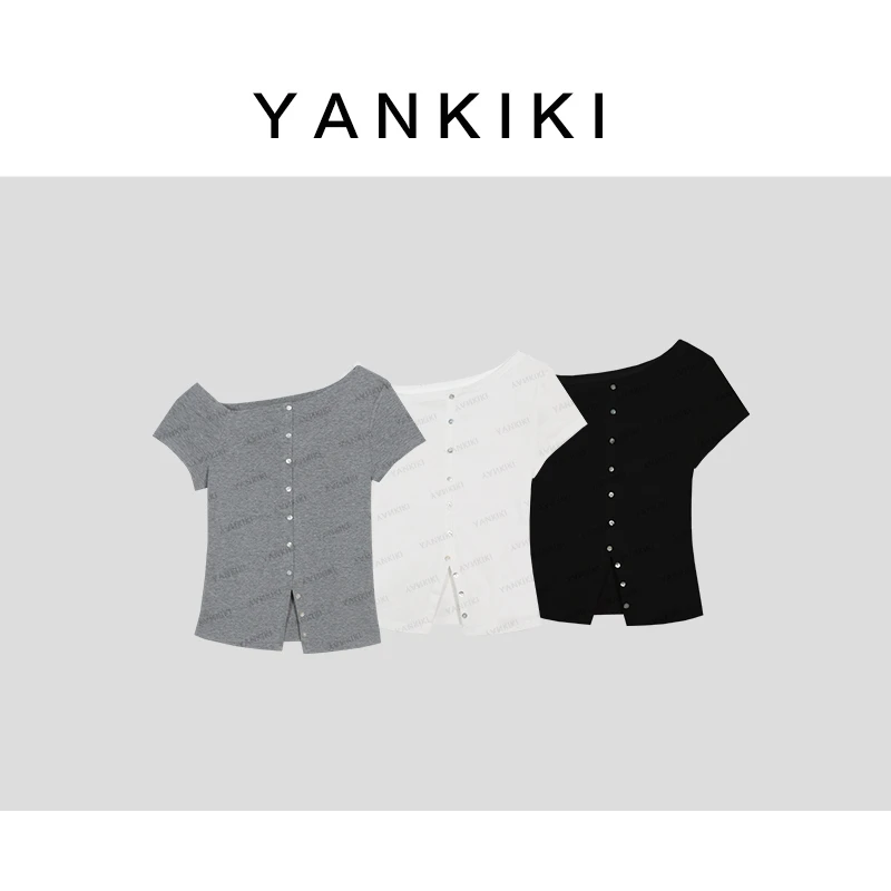 纽扣斜肩上衣TEE  YANKIKI 2025夏季款NEW
