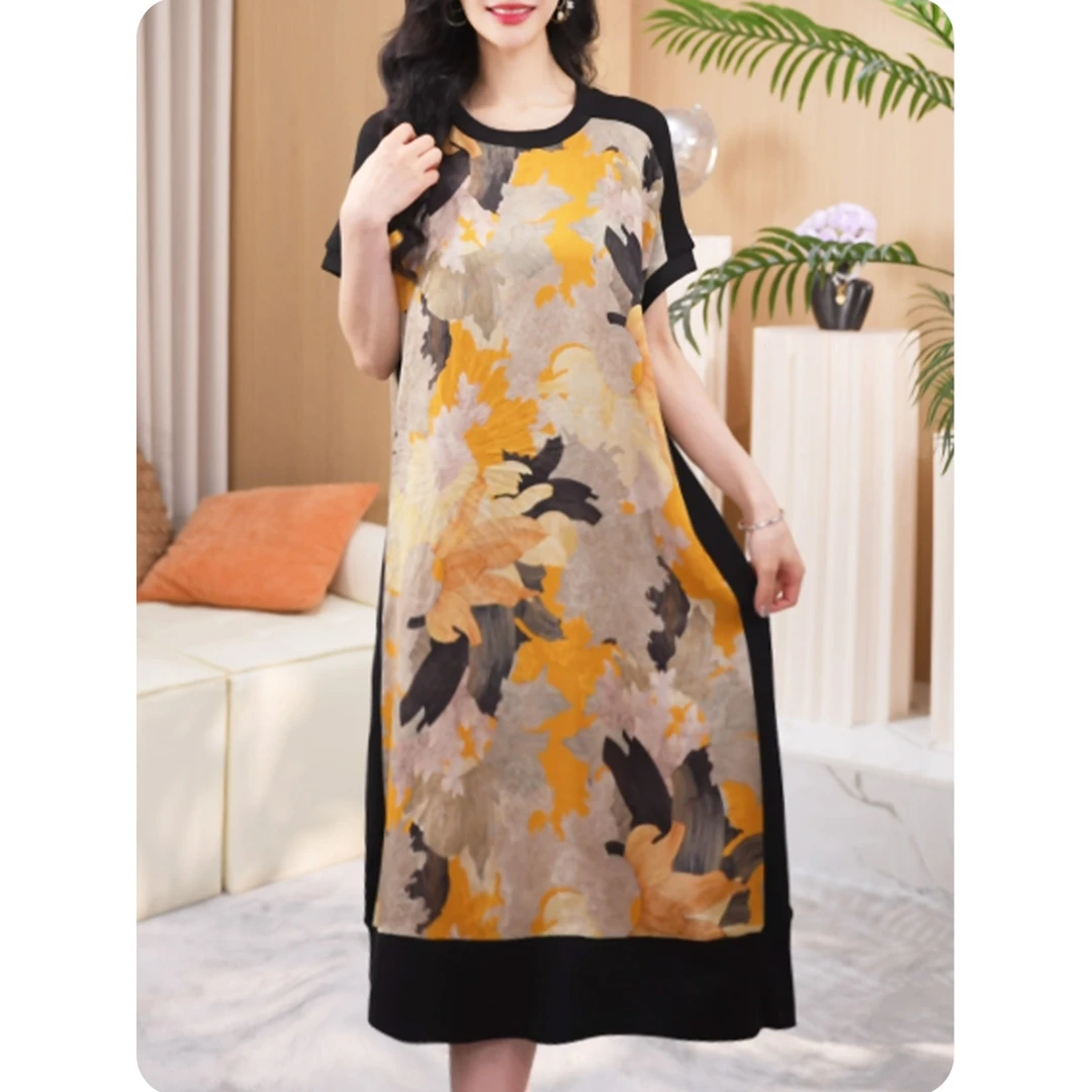 [DTL2]花意新品女士宽松连衣裙中长款休闲女装2ZL0125698