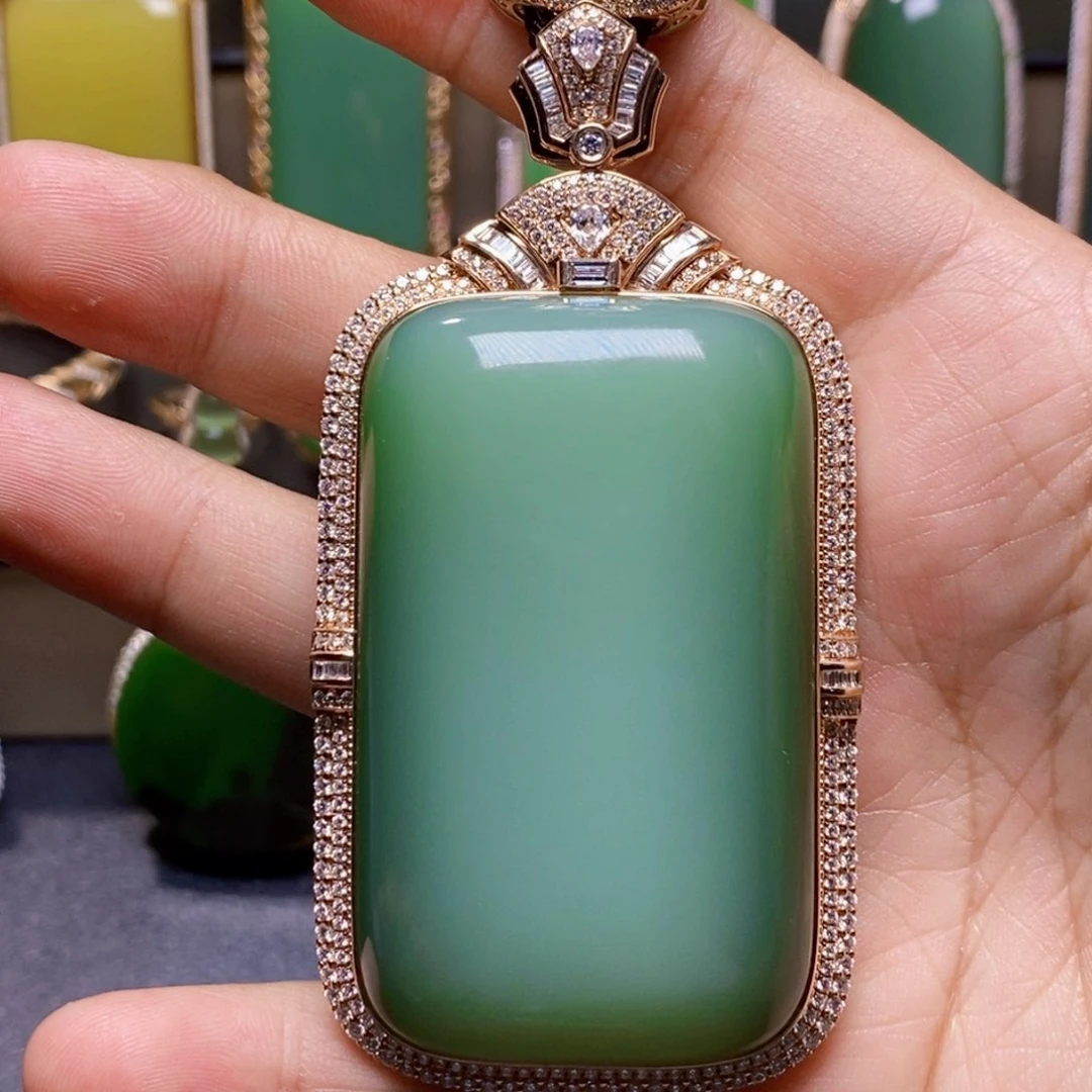 和田玉18K金镶嵌挂件K****