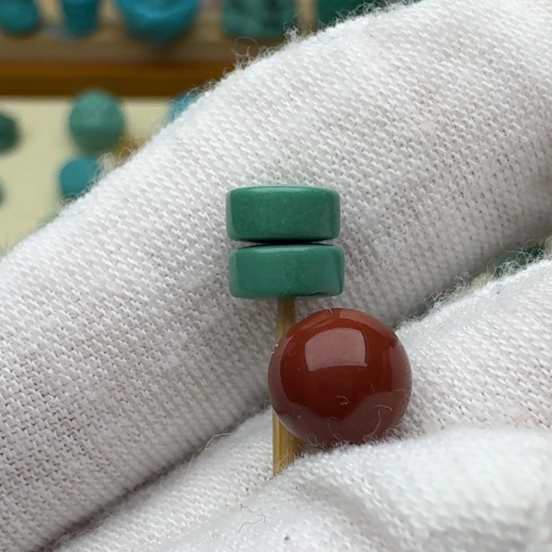 南红玛瑙未镶嵌直切隔片对珠6.1