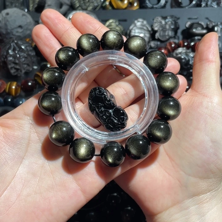 伊***堡黑曜岩未镶嵌手串