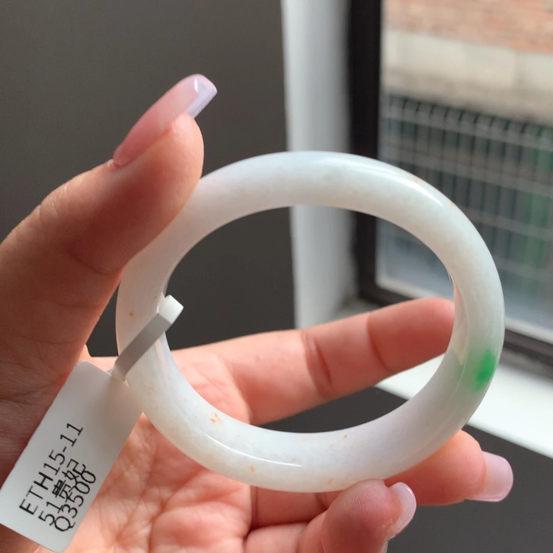 翡翠手镯未镶嵌9 51洒金白底青贵妃