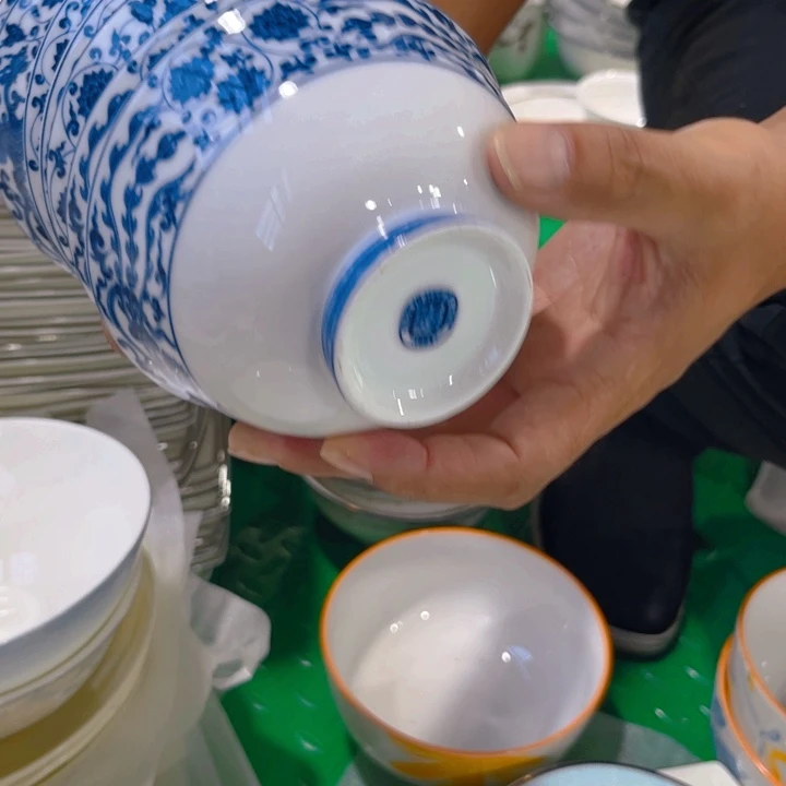 瓷片青花碗六个4.5寸微瑕