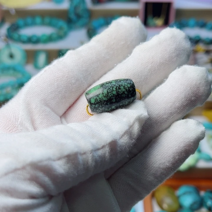 石材桶珠菜籽绿网花配饰卡12