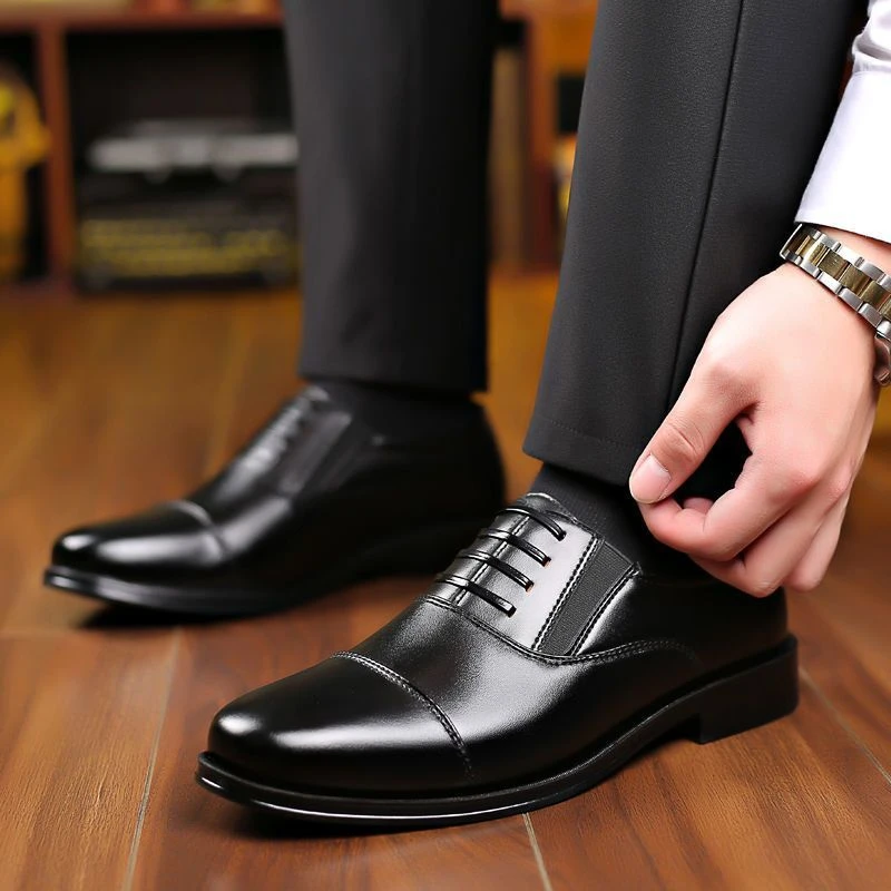 【厂家直销】2025新款经典男鞋潮流时尚套脚轻便三接头休闲商务皮鞋