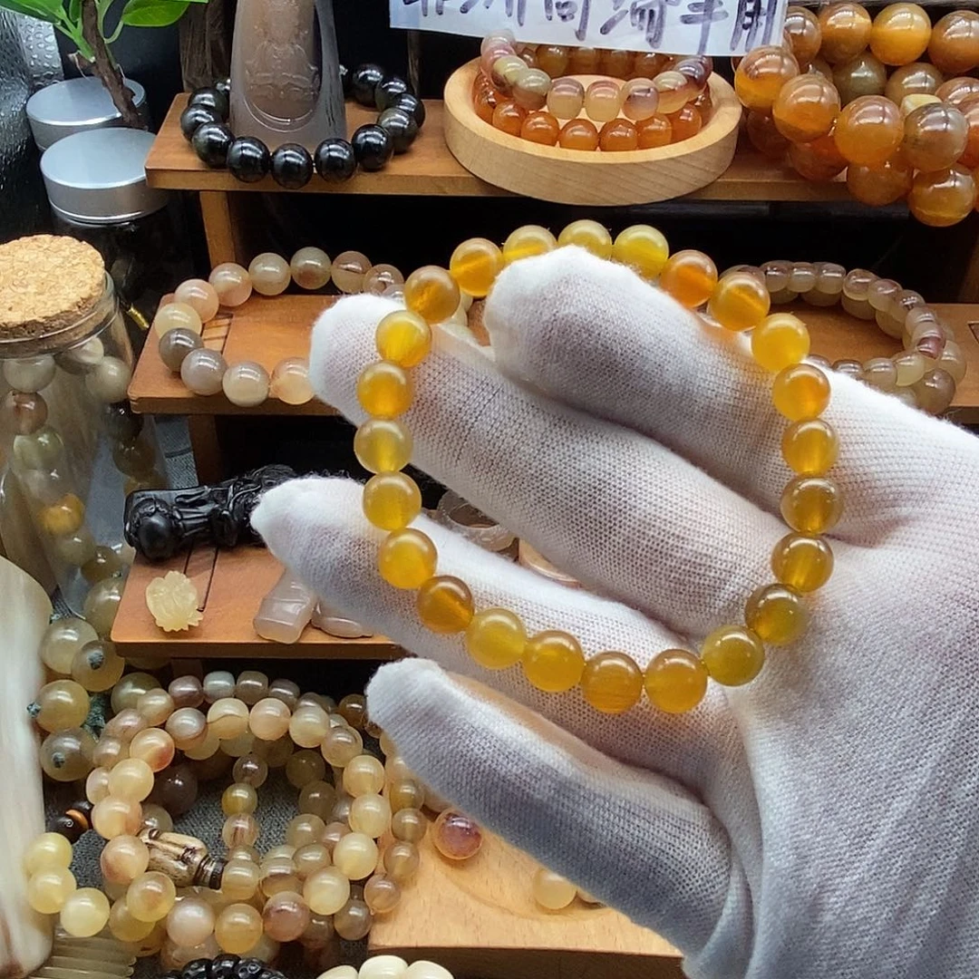 布艺非金属8mm红血料非洲高端羊角手串