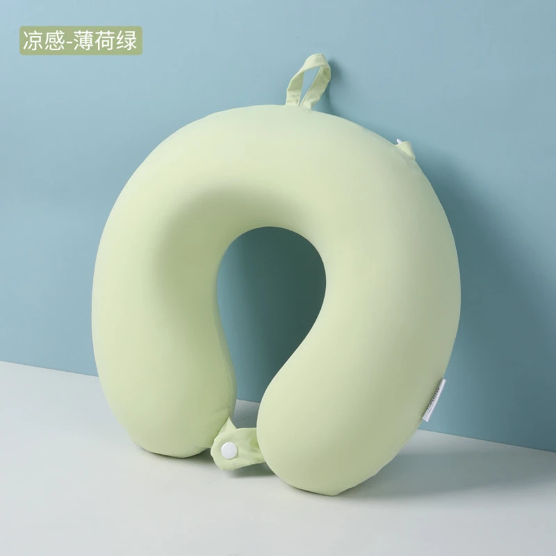 夏季冰丝u型枕记忆棉慢回弹午休护颈出差旅行飞机u形枕