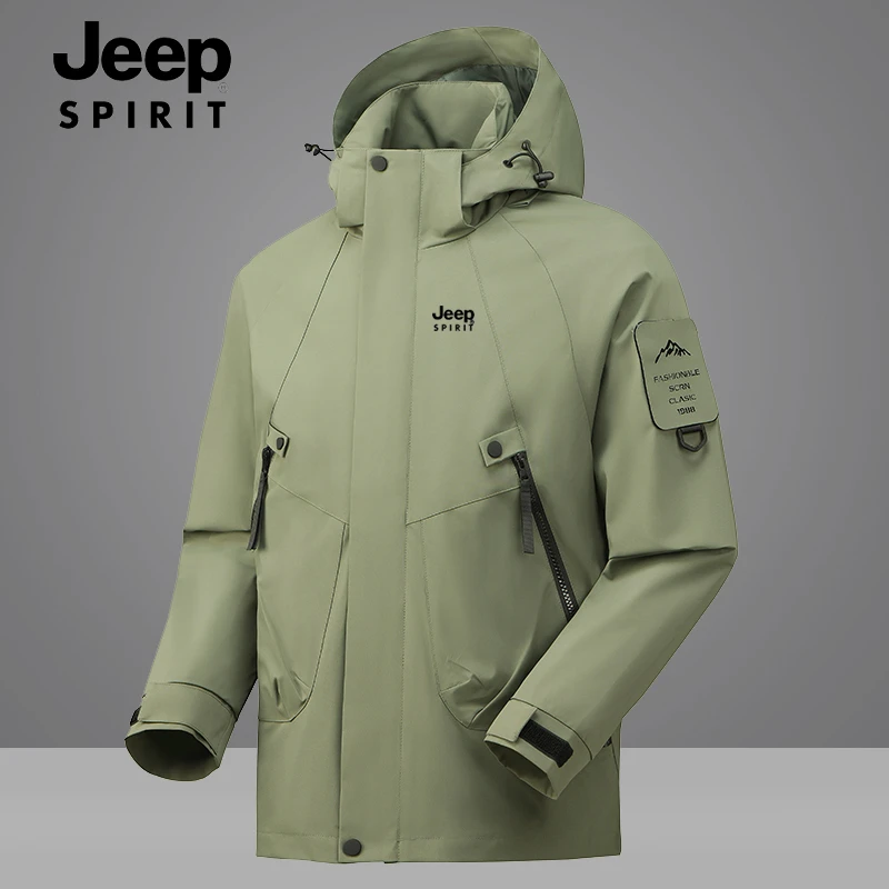 JEEP SPIRIT单层风衣男士春季外套多口袋工装夹克防风防水登山服