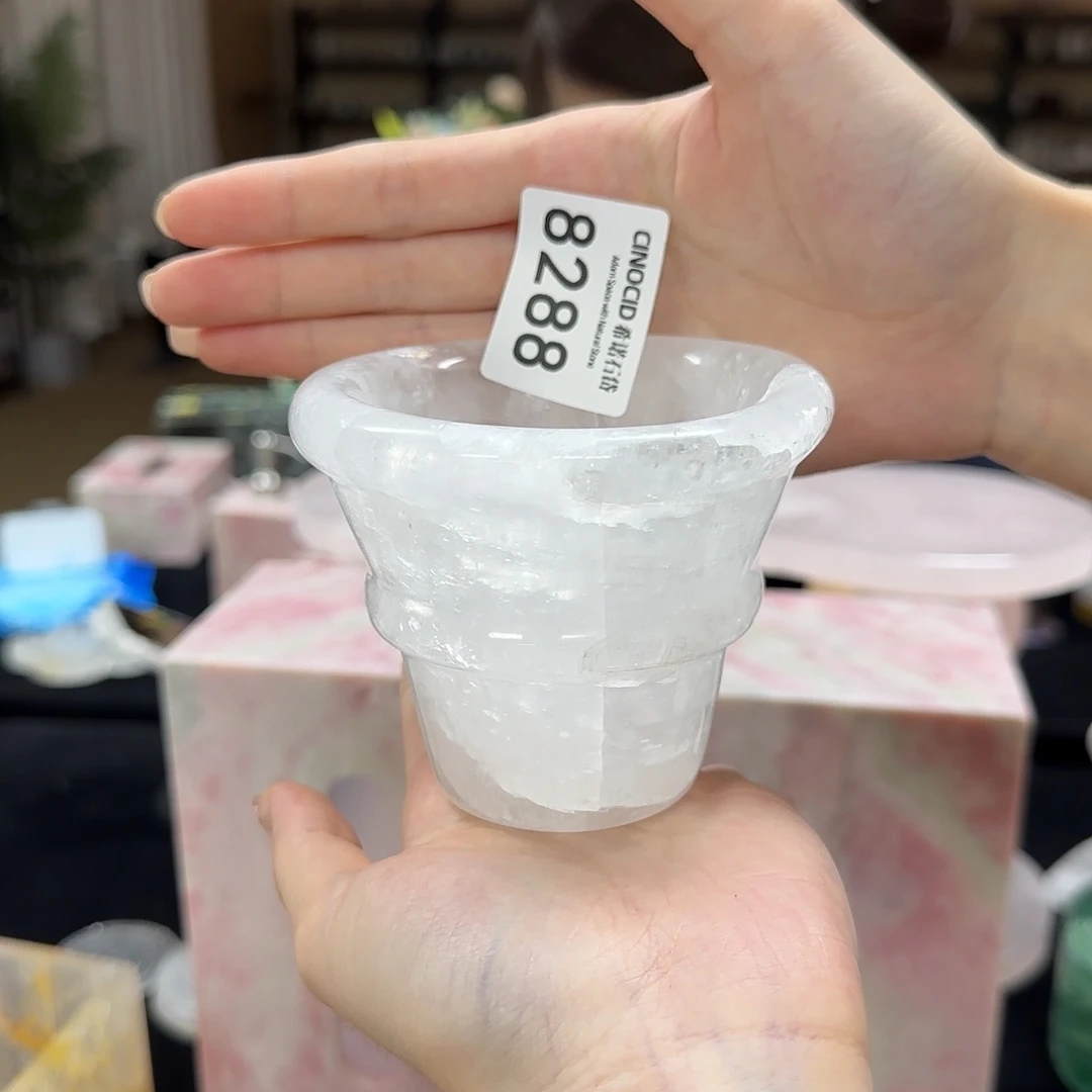 石材8288 白水晶甜筒杯 福利