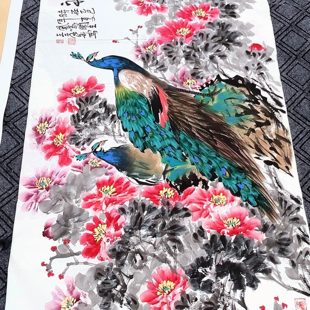 8***号国画孙孝华老师六尺花鸟作品旭冯