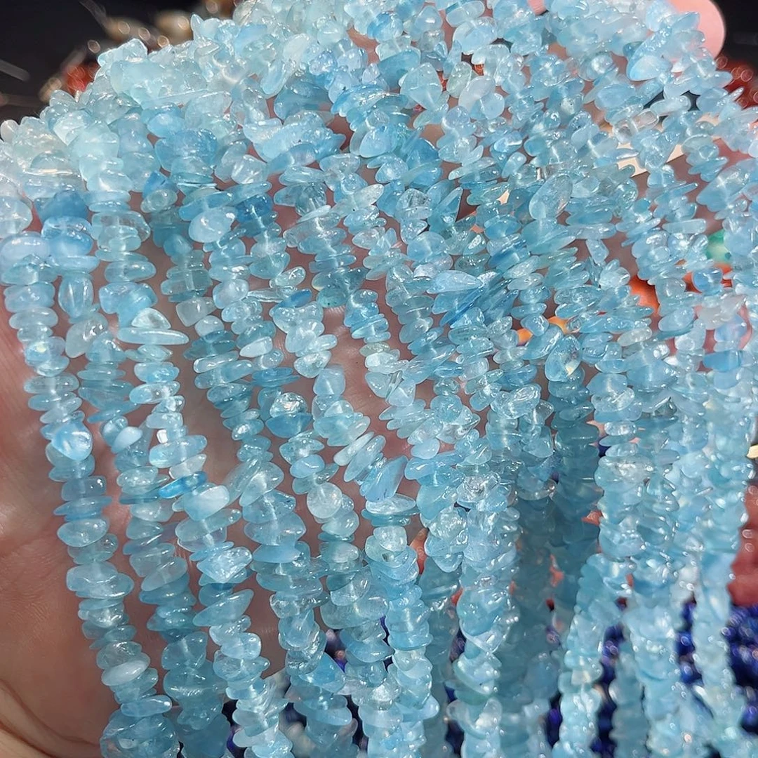 玛瑙/玉髓未镶嵌珠宝半成品海蓝宝碎碎一条4圈85cm