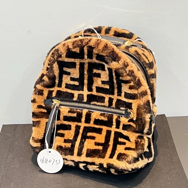 95新 FENDI/芬迪 夏七中古/毛毛老花双肩包/1680751