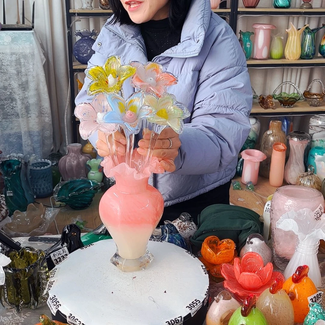 5朵太阳花1瓶 家悦琉璃工艺品