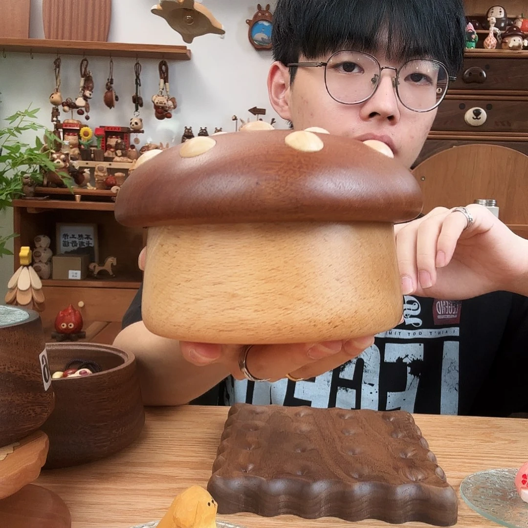木乌檀木蘑菇罐子瑕疵