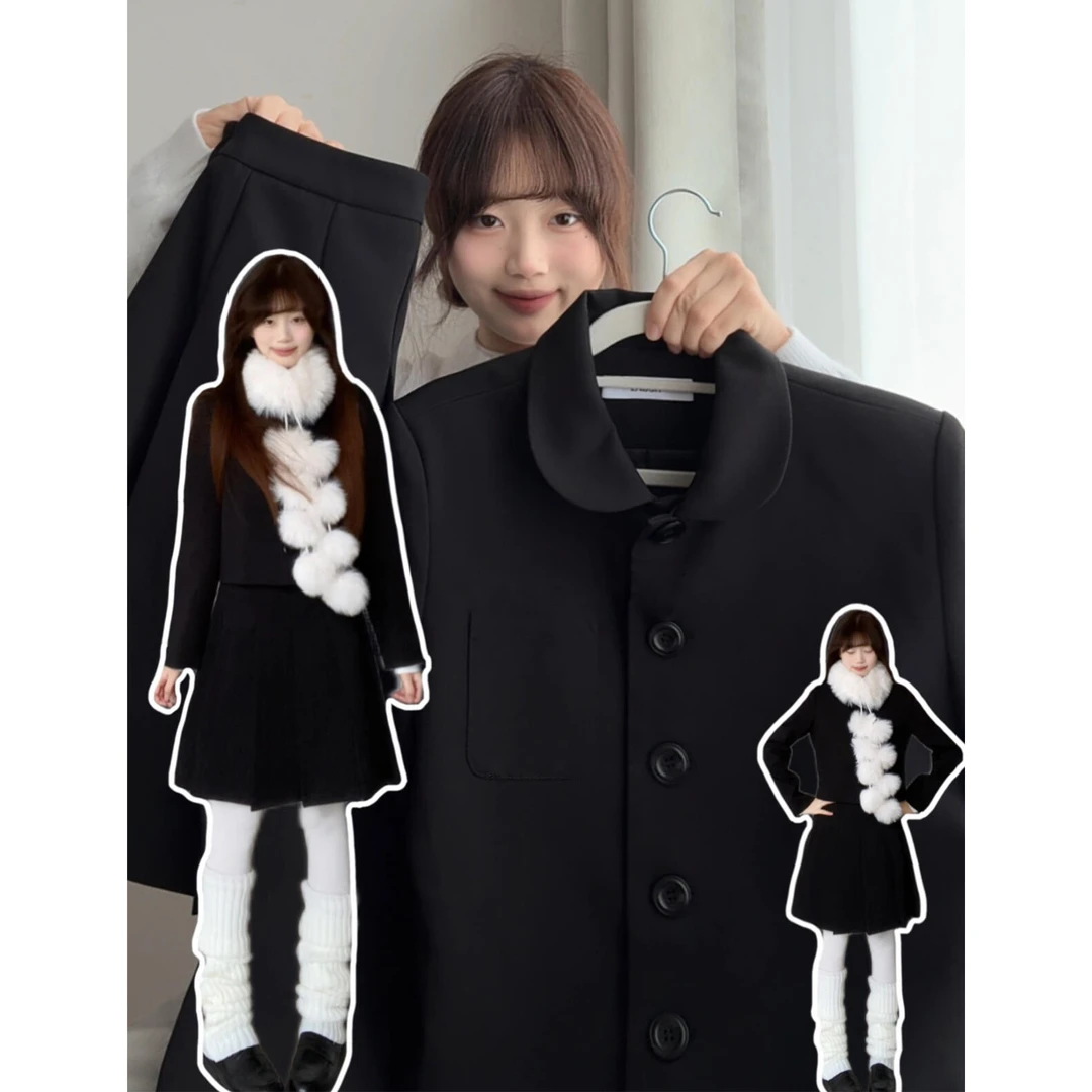 miu系赫本风黑色套装连衣裙子2026秋冬新款季富家千金穿搭一整套