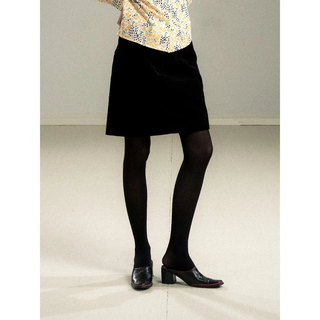 CycleDocument 复古坑条灯芯绒直筒半身裙女高腰显瘦A字短款裙子