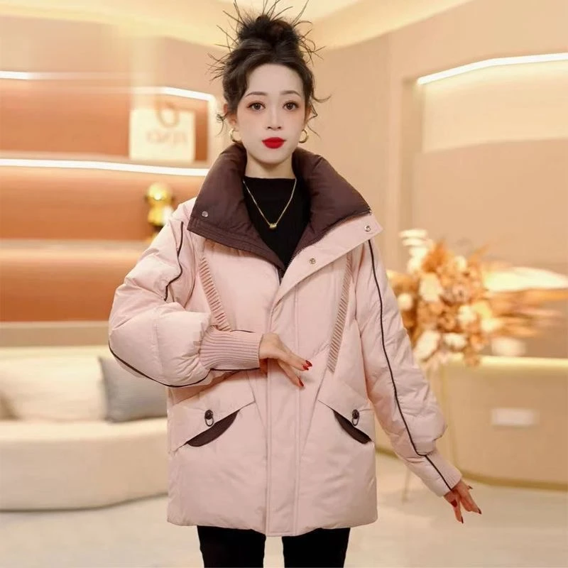 爆款羽绒棉服短款立领加厚保暖宽松时尚女装洋气百搭冬季防寒棉袄