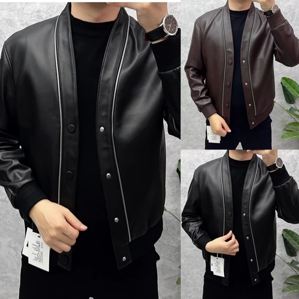 25001秋季新款韩版修身男士高端定制欧货轻奢时尚夹克外套上衣