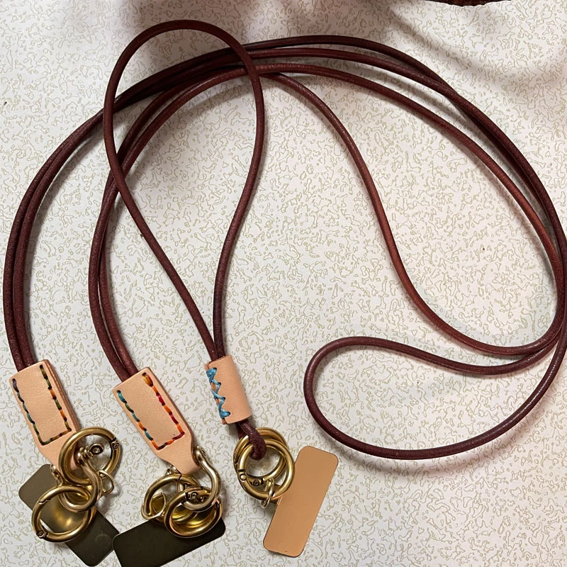 真皮手机挂绳头层植鞣牛皮纯手工缝制可斜挎高级时尚小包包肩带