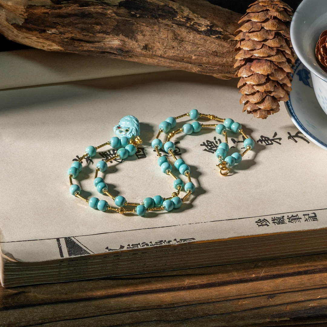 【世间臻宝】18K绿松石DIY锁骨链项链/Q1935/多样性发/5mm/43cm/2