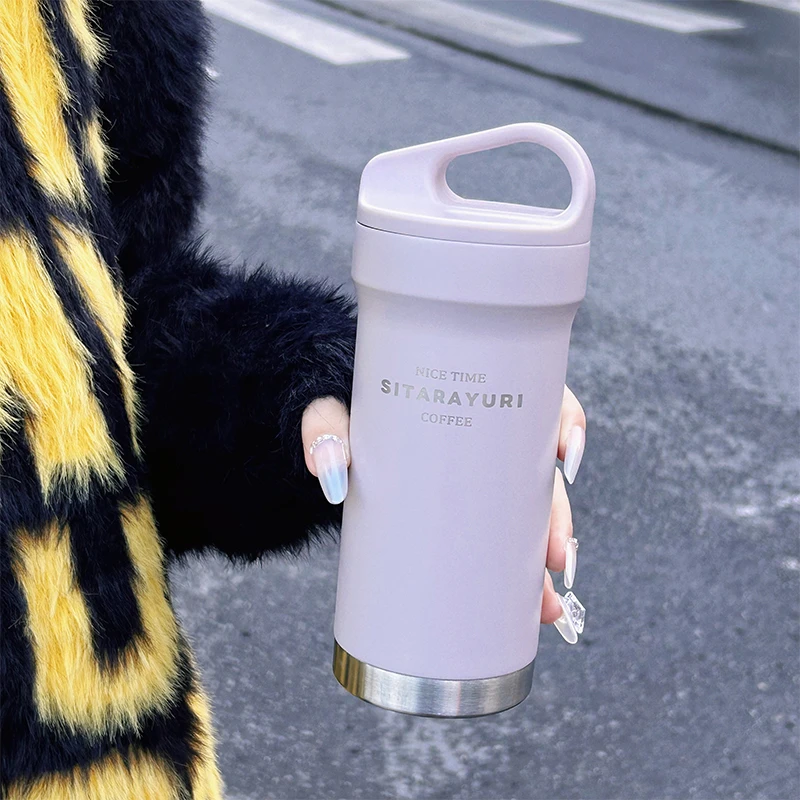 简约保温杯学生上学专用高颜值直饮杯办公室女生便携手提咖啡杯子