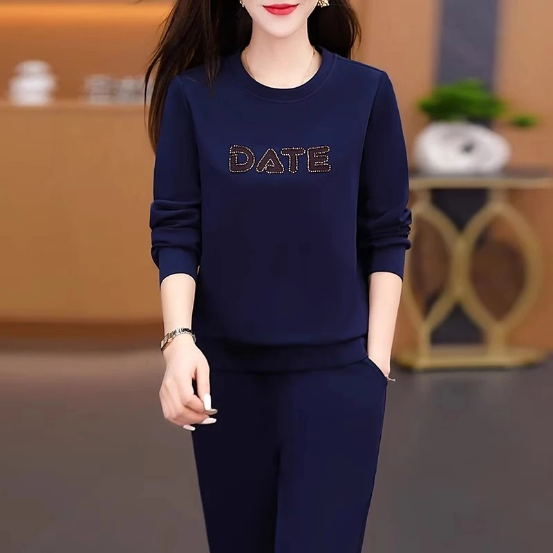 早秋运动套装女2025年新款时尚洋气圆领卫衣气质中年人高端两件套