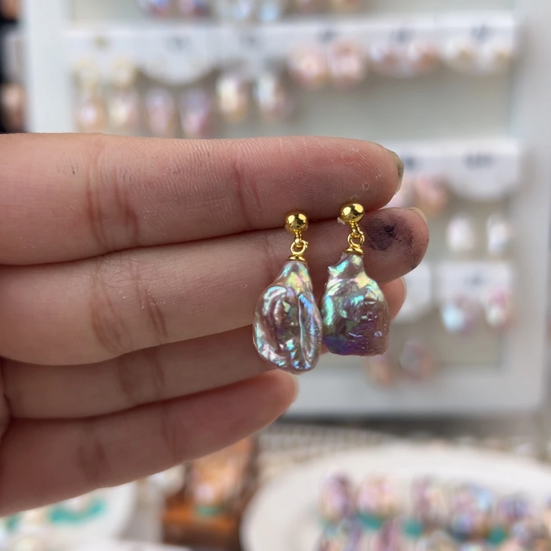 淡水珍珠耳饰银S925镶嵌盈