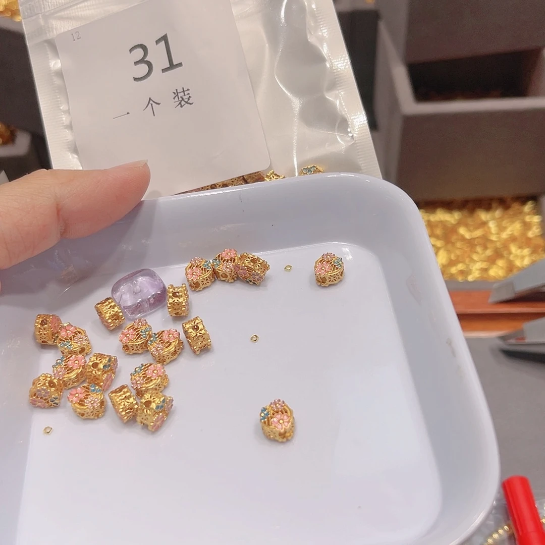 紫晶珠宝半成品银S925镀金镶嵌31