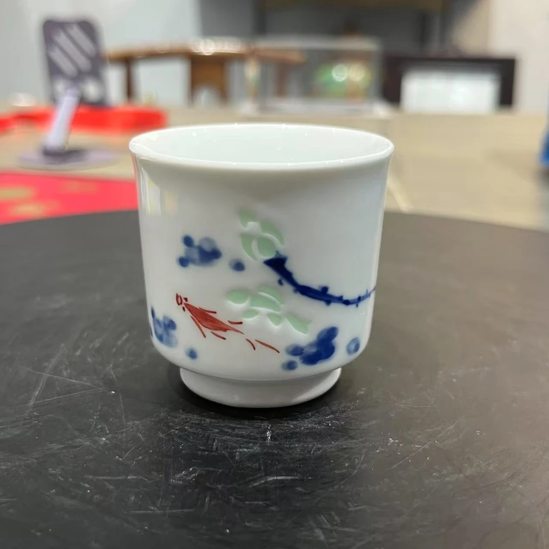 【轻工部陶瓷研究所】—玲珑红鱼单杯