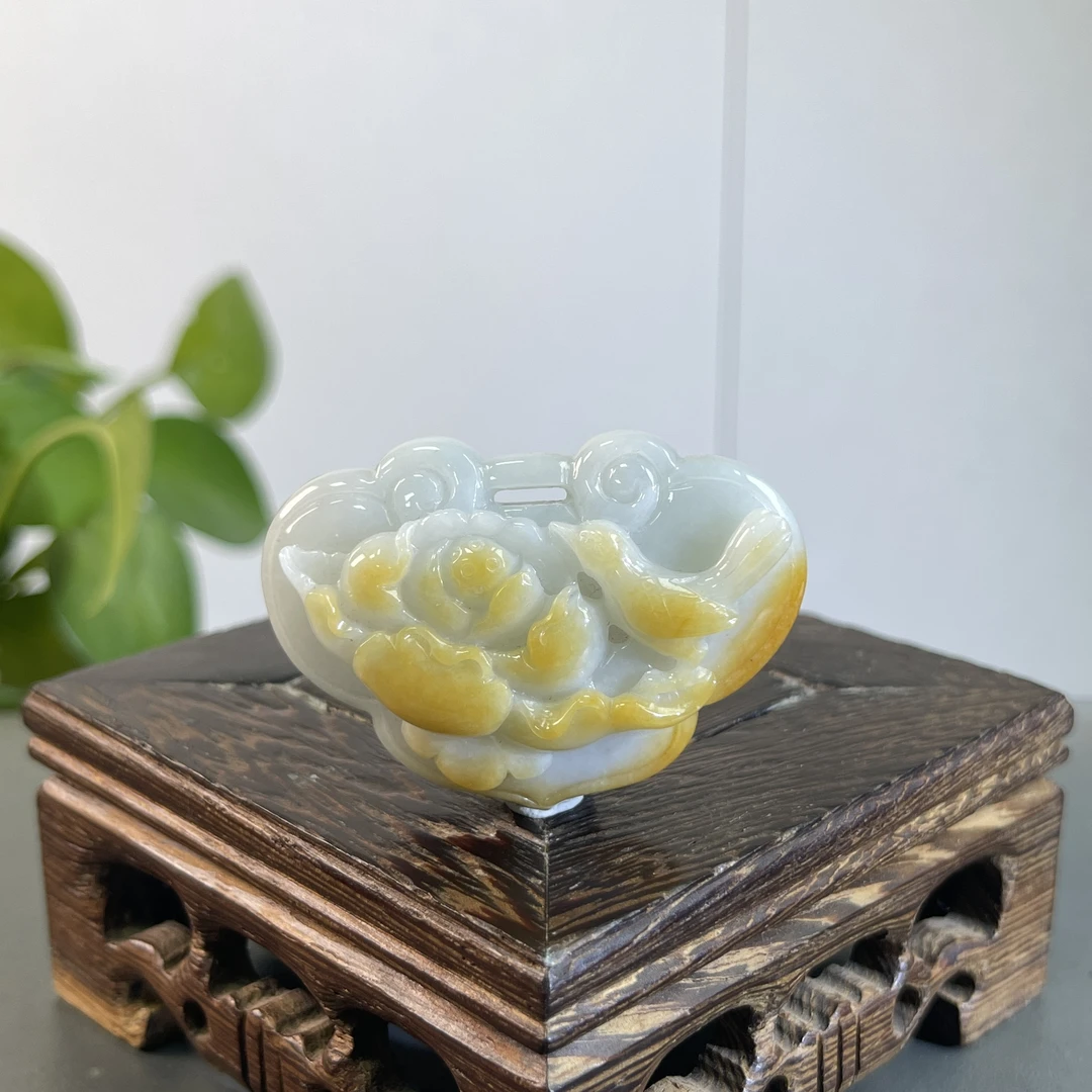 JXW03-43 天然缅甸A货翡翠  花开富贵