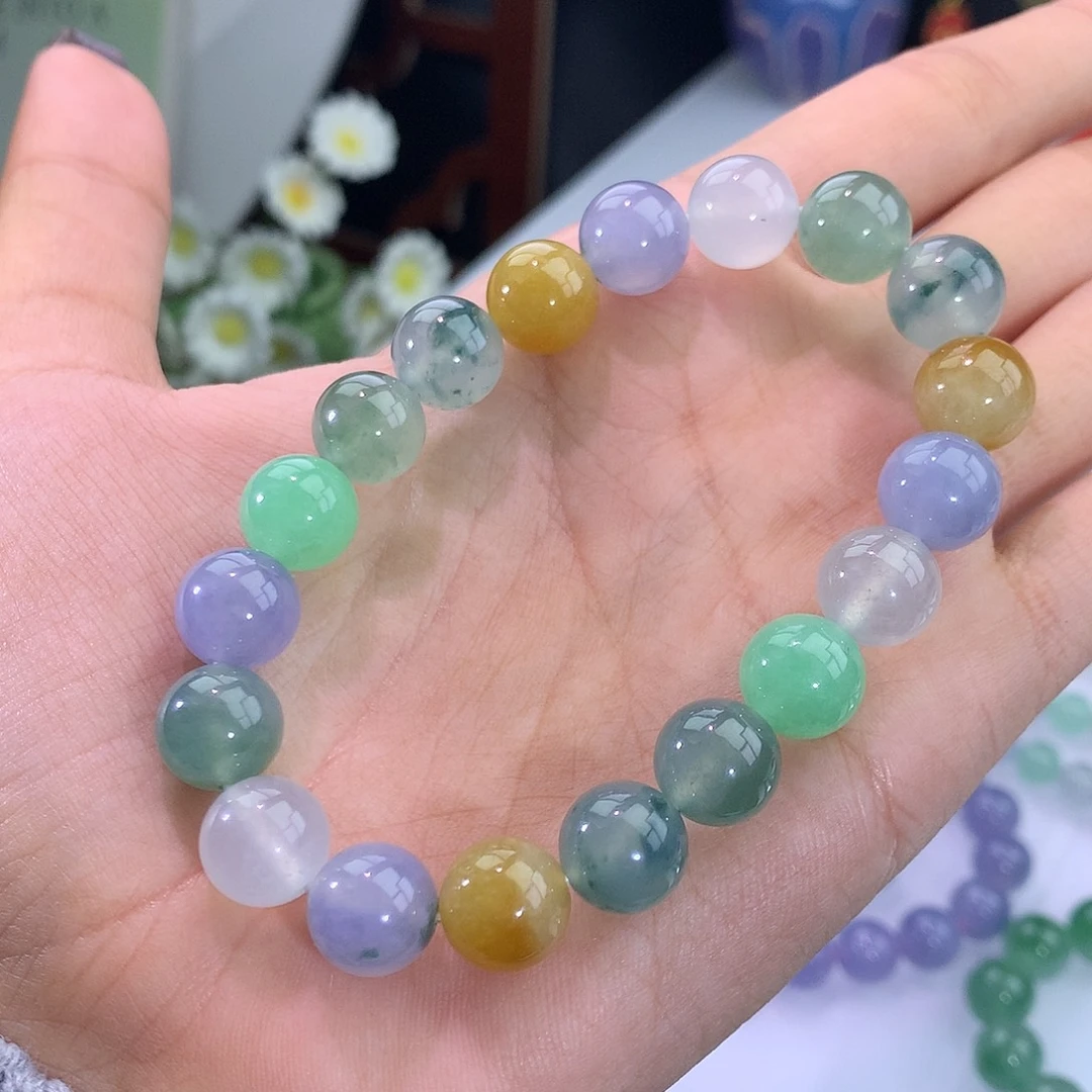 翡翠未镶嵌手链明艳冰多宝手串