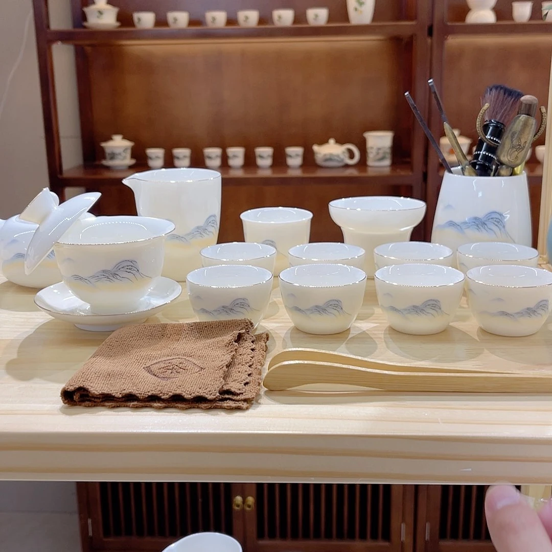 杯玄致羊脂玉瓷茶具套装