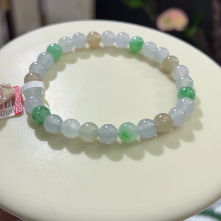 翡翠未镶嵌手链冰胶多宝卡6.8