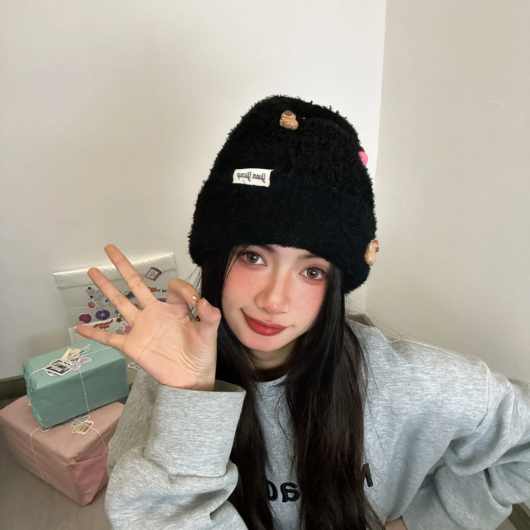 韩系可爱秋冬大头围ins风方圆脸女生百搭显脸小针织百搭帽子