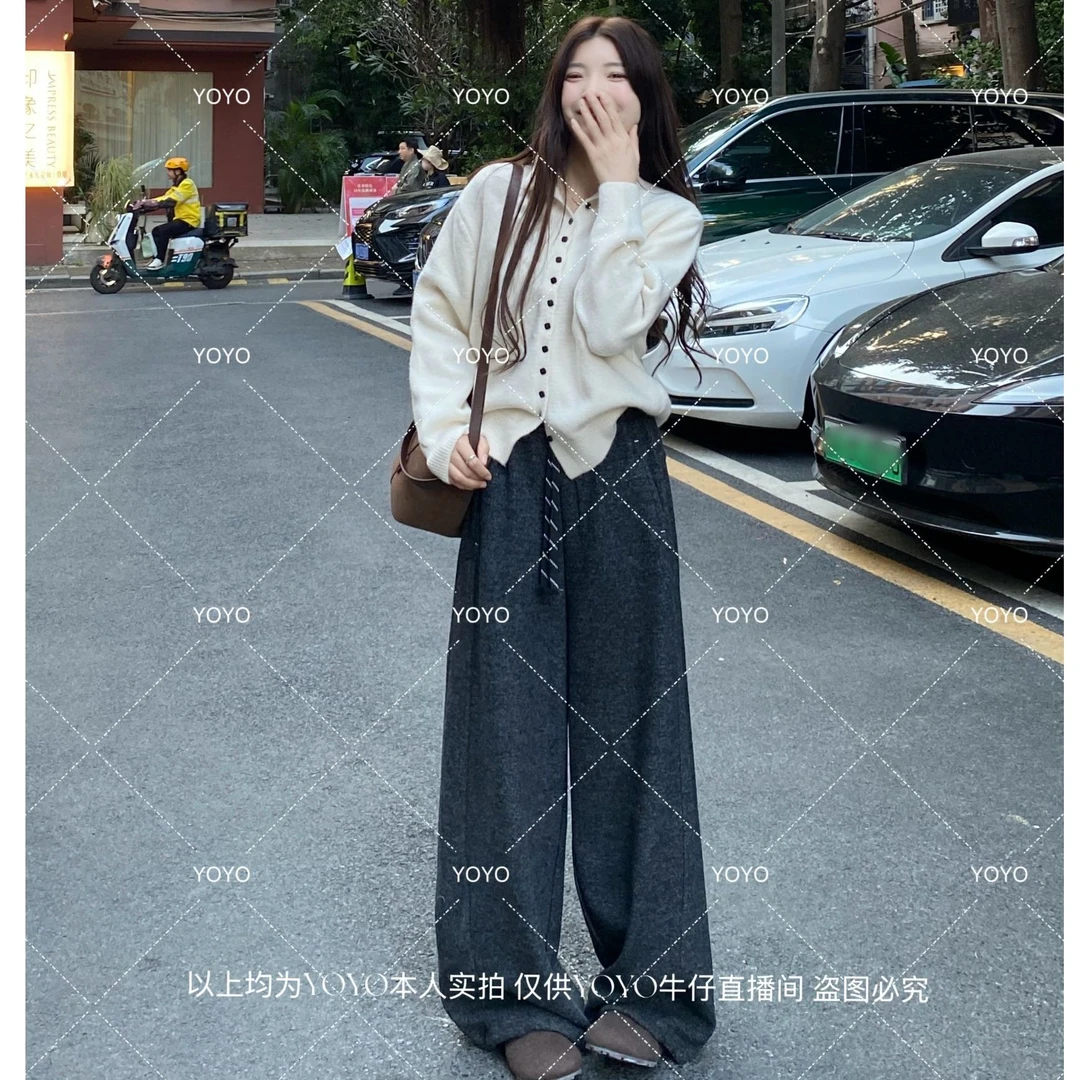 YOYO自制2【奶芙绒】加绒加厚冬款显瘦休闲垂感慵懒感阔腿拖地裤